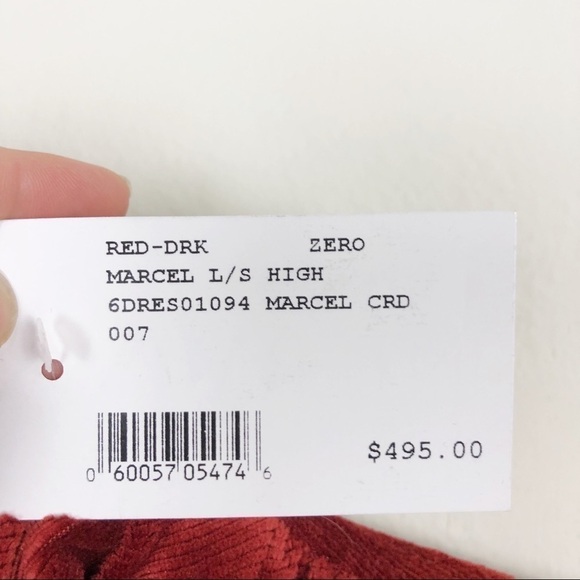 A.L.C. Marcel Ruched Velvet Long Sleeve Mini Dress Sumac Red Cocktail Party - Picture 8 of 10